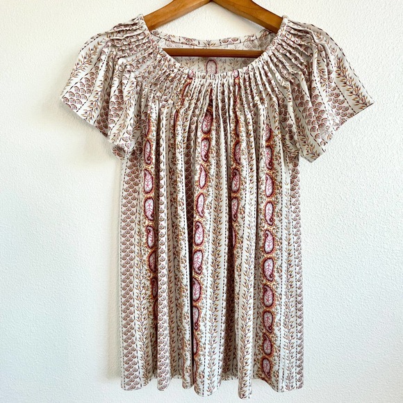 Macy's Style & Co Womens Top Pleated Neckline Stretch Relaxed Fit Paisley Sz S - Picture 1 of 8